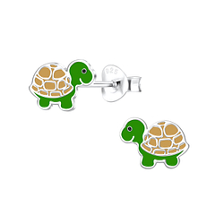 Silver Turtle Stud Earrings - 10515