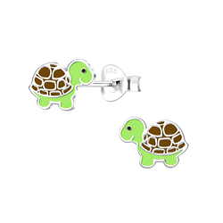 Silver Turtle Stud Earrings - 10514