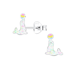 Silver Seal Stud Earrings - 10540
