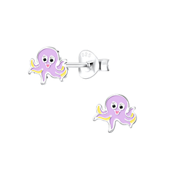 Silver Octopus Stud Earrings - 10545
