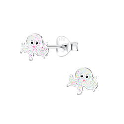 Silver Octopus Stud Earrings - 10546