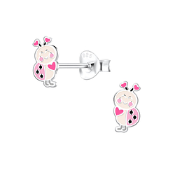 Silver Ladybug Stud Earrings - 11300