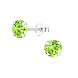 6mm Round Cubic Zirconia Silver Stud Earrings - Wholesale - 1338