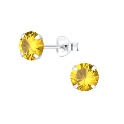 6mm Round Cubic Zirconia Silver Stud Earrings - Wholesale - 1338