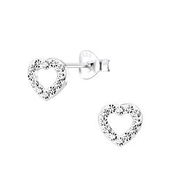 Silver Heart Stud Earrings - 10580