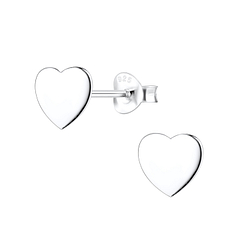 Silver Heart Stud Earrings - 10470