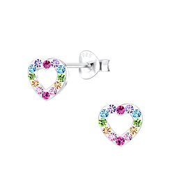 Silver Heart Stud Earrings - 10065