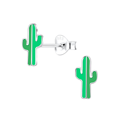 Silver Cactus Stud Earrings - 11234