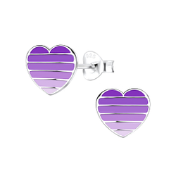 Silver Heart Stud Earrings - 14623