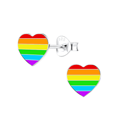 Silver Heart Stud Earrings - 10560