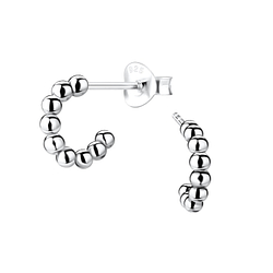 Silver Half Hoop Stud Earrings - 10476