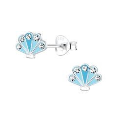 Silver Shell Stud Earrings - 10258