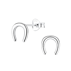 Silver Horseshoe Stud Earrings - 10109