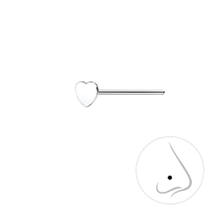 Silver Heart Nose Stud - 10547