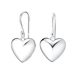 Silver Heart Earrings - 10718