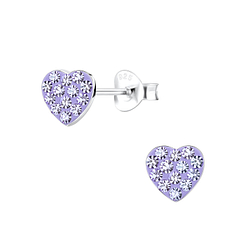 Silver Heart Stud Earrings - 10734