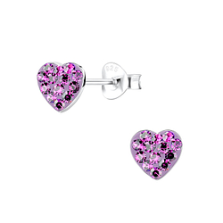 Silver Heart Stud Earrings - 10734