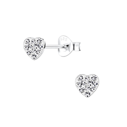 Silver Heart Stud Earrings - 10581