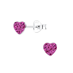 Silver Heart Stud Earrings - 10581
