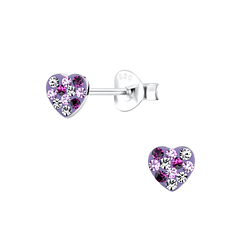 Silver Heart Stud Earrings - 10603