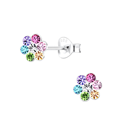 Silver Flower Stud Earrings - 9985