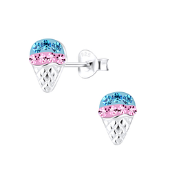 Silver Ice Cream Stud Earrings - 10055