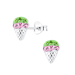 Silver Ice Cream Stud Earrings - 10582