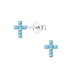 Silver Cross Stud Earrings - 10583