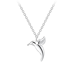 Silver Hummingbird Necklace - 10624