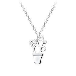Silver Cactus Necklace - 10691