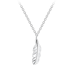 Silver Feather Necklace - 10623