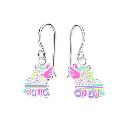 Silver Rollerblade Earrings - 11866