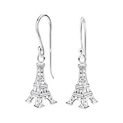 Silver Eiffel Tower Earrings - 11646