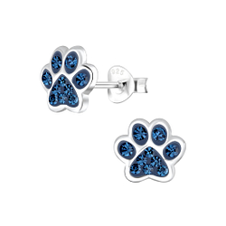 Silver Paw Print Stud Earrings - 4083