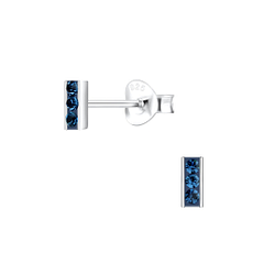 Silver Bar Crystal Stud Earrings - Wholesale - 11366 Silver Bar Crystal Stud Earrings - Wholesale - 11366