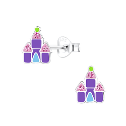 Silver Castle Stud Earrings - Wholesale - 10597 Silver Castle Stud Earrings - Wholesale - 10597
