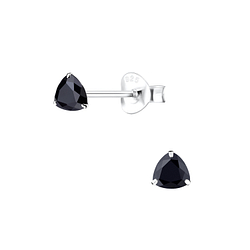 4mm Trillion Cubic Zirconia Silver Stud Earrings - 11218