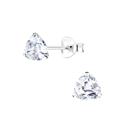 6mm Trillion Cubic Zirconia Silver Stud Earrings - 10281