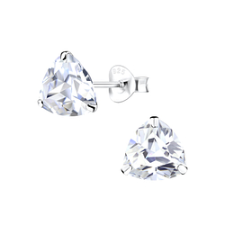 8mm Trillion Cubic Zirconia Silver Stud Earrings - 10282