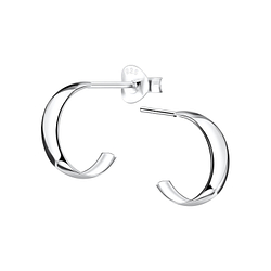 Silver Half Hoop Stud Earrings - 10895