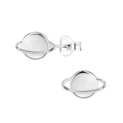 Silver Saturn Stud Earrings - 10749