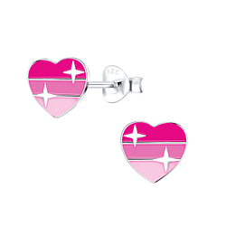 Silver Heart Stud Earrings - 10824