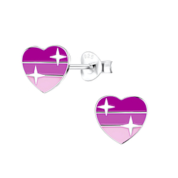 Silver Heart Stud Earrings - 10825