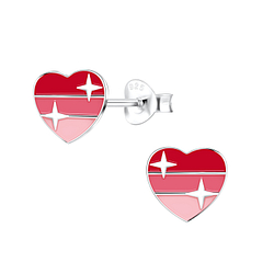 Silver Heart Stud Earrings - 10823