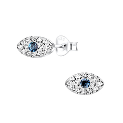 Silver Evil Eye Stud Earrings - 11226