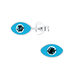 Silver Evil Eye Stud Earrings - 10836