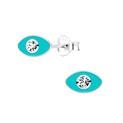 Silver Evil Eye Stud Earrings - 10837