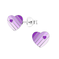 Silver Heart Stud Earrings - 10850