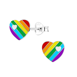 Silver Heart Stud Earrings - 10849