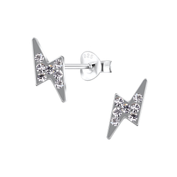 Silver Thunder Bolt Stud Earrings - Wholesale - 11228 Silver Thunder Bolt Stud Earrings - Wholesale - 11228
